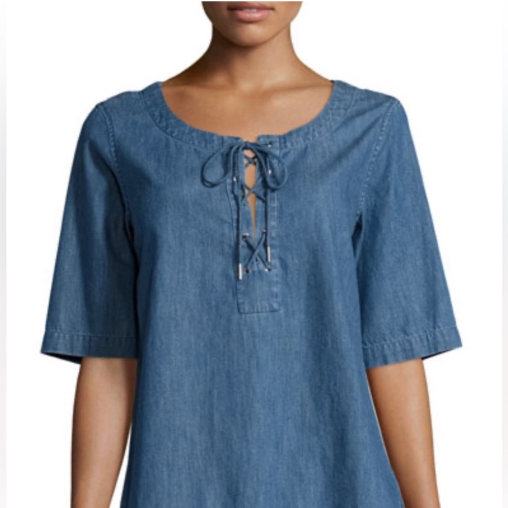 Blue Denim Lace-Up Top